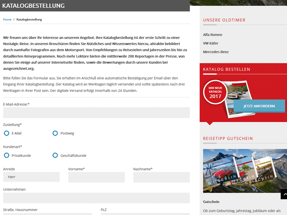Formular zur Katalogbestellung